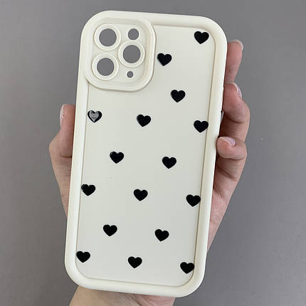 Чохол для Apple iPhone 11 Pro чохол з високими бортами з сердечками на телефон айфон 11 про молочний q06e, фото 1