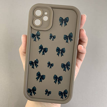 Чохол для Apple iPhone 11 чохол з високими бортами з бантиками на телефон айфон 11 коричневий q05t, фото 1