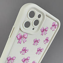 Чохол для iPhone 11 Pro Max молочний з високими бортами з рожевими бантиками на айфон 11 про макс q07r, фото 3
