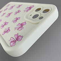 Чохол для iPhone 11 Pro Max молочний з високими бортами з рожевими бантиками на айфон 11 про макс q07r, фото 5