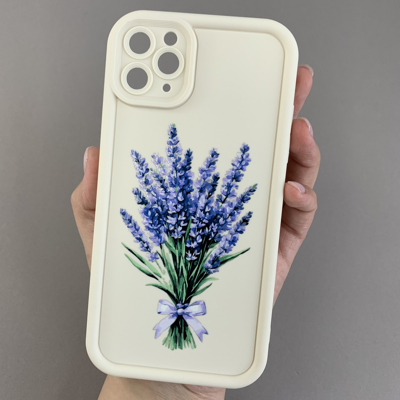 Чохол для iPhone 11 Pro Max чохол з високими бортами з принтом лаванди на айфон 11 про макс молочний q06u