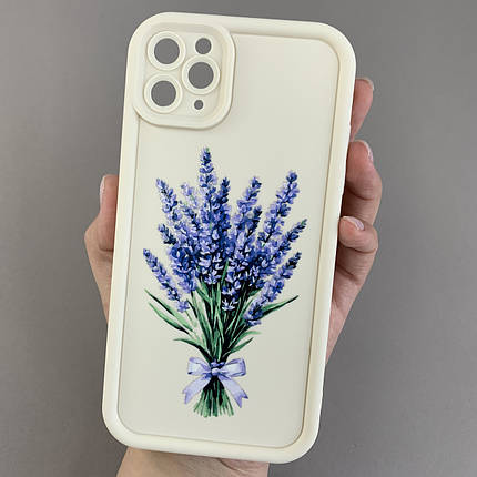 Чохол для iPhone 11 Pro Max чохол з високими бортами з принтом лаванди на айфон 11 про макс молочний q06u, фото 1