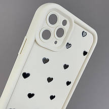 Чохол для iPhone 11 Pro Max чохол з високими бортами з сердечками на телефон айфон 11 про макс молочний q06e, фото 3