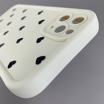 Чохол для iPhone 11 Pro Max чохол з високими бортами з сердечками на телефон айфон 11 про макс молочний q06e, фото 5