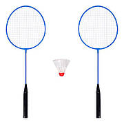 Дитячий набір для гри в бадмінтон Ігрові ракетки 60см з валанчиком Бадмінтон в сітці Синій/Чорний