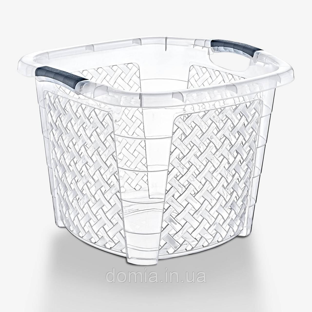 Кошик для білизни квадрат. прозор. RATTAN 34 л, POLY TIME Туреччина, Е-294