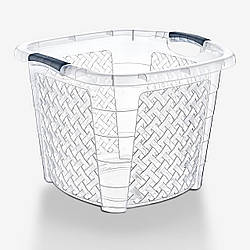 Кошик для білизни квадрат. прозор. RATTAN 34 л, POLY TIME Туреччина, Е-294