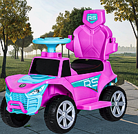 Дитячий рожевий електромобіль толокар для дівчинки з р/у Машинка каталка для прогулянок Мотор 25W Музика світло EVA