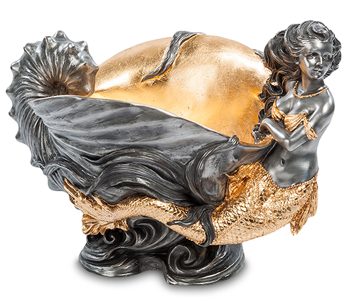 Ваза декоративна для дрібних предметів "Мушля" з полістоуну від італійського бренду Veronese, фото 1