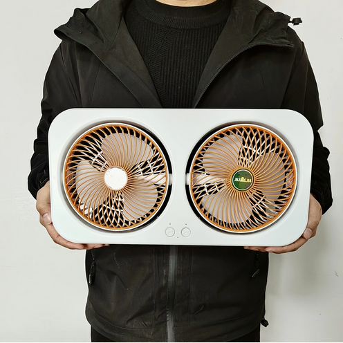 Вентилятор акумуляторний портативний подвійний 3 швидкості Double-ended Fan JKL-107 помаранчевий