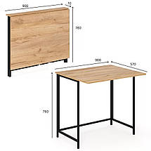 Стіл-трансформер Sly 90*66 см Дуб евок/Чорні ноги TM ArtInHead, фото 5