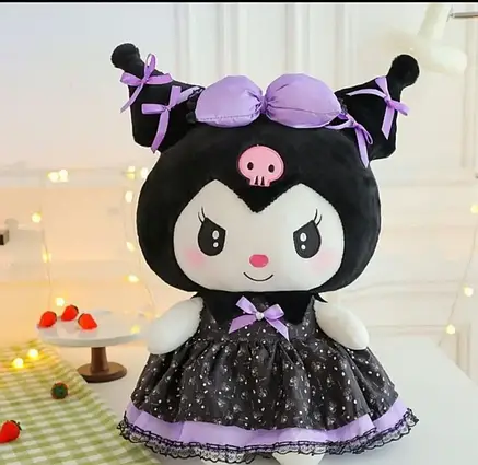 М'яка іграшка Куромі Kuromi Melody Hello Kitty 35 см у платті, Іграшка Кошеня Kuromi у платті Фіолетовий, фото 1