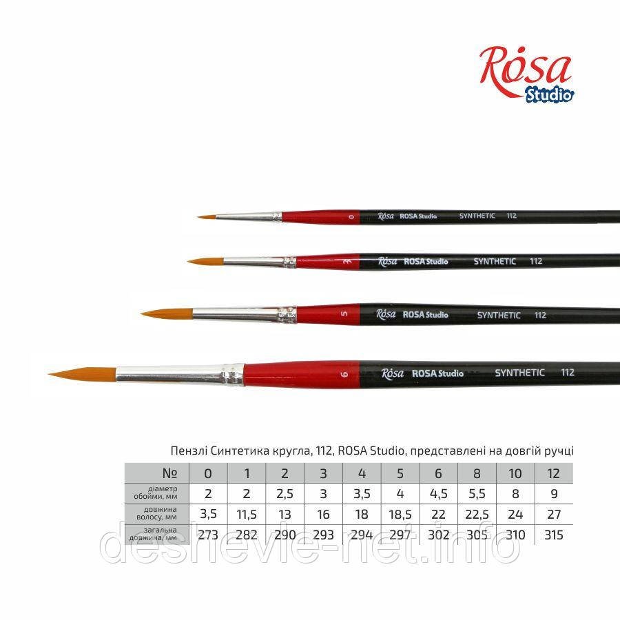 Синтетика кругла, 112, No12, д.р. пензлик ROSA Studio