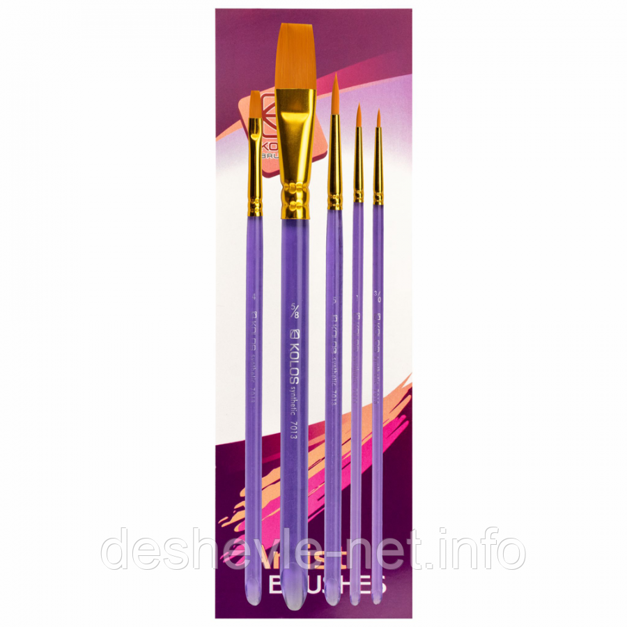 Набір пензлів 7013, синтетика круг/плос. 3/2шт. KOLOS