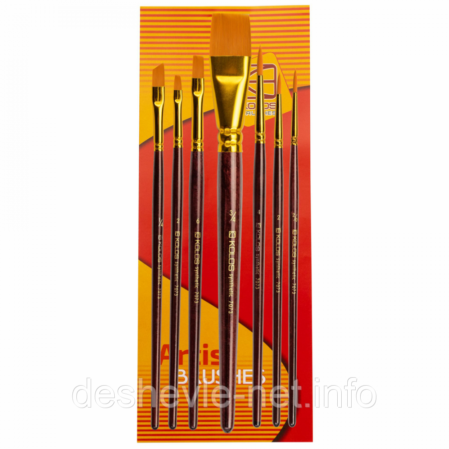 Набір пензлів 7073, синтетика круг/плос/кут. 3/3/1шт. KOLOS