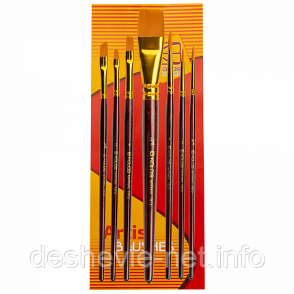 Набір пензлів 7073, синтетика круг/плос/кут. 3/3/1шт. KOLOS, фото 1