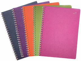 Кольоровий блокнот із металевою спіраллю А5, 80 г/м2, 75 л, картата, 5 кольорових секторів, SMILTAINIS