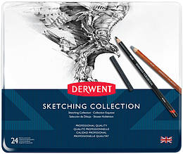 Набір матеріалів для графіки Sketching Collection, 24 предмети, у метал. коробці, Derwent