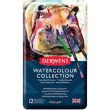 Набір олівців акварель Watercolour Collection, 12 предметів, у метал. коробці, Derwent