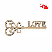 Заготівка Ключик "Love" 2, МДФ, 10х3,8 см, 4 шт., ROSA TALENT