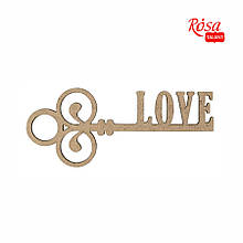Заготовка Ключик "Love" 3, ДВП, 10х4 см, 4 шт., ROSA TALENT
