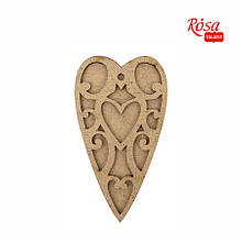 Заготовка Серця 3D ажурне 3, ДВП, 5,5х10 см, 2 шт., ROSA TALENT