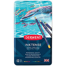 Набір чорнильних олівців Inktense, 12 кв., метал. коробці, Derwent