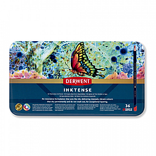 Набір чорнильних олівців Inktense, 36 кв., у метал. коробці, Derwent
