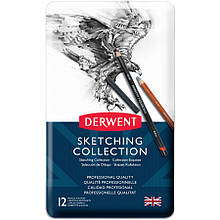 Набір матеріалів для графіки Sketching Collection, 12 предметів, метал. коробці, Derwent