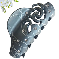 Краб для волосся каучуковий матовий зі стразами та візерунками Fashion 9 см