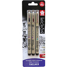 Набір лінерів PIGMA MICRON 2 шт., (0.5/0.8) + 1 ручка MICRON PN У ПОДАРУНОК, Чорний, у блістері, Sakur
