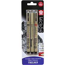 Набір лінерів PIGMA MICRON 2 шт., (0.3/0.5) + 1 лінер-маркер Pigma Graphic У ПОДАРУНОК, Чорний, у блеш