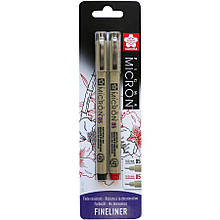 Набір лінерів PIGMA MICRON 2 шт., (0.5), 0,45 мм, Чорний/Червоний, у блістері, Sakura