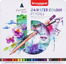 Набір акварельних олівців EXPRESSION, 24 шт., мет. коробка, Bruynzeel