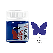Акрил для декору, Синій (12), глянсовий, 20 мл, ROSA Talent