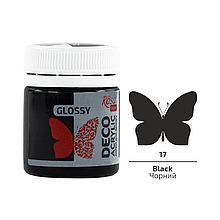Акрил для декору, Чорний (17), глянсовий, 20 мл, ROSA Talent