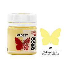 Акрил для декору Жовтий світлий (30), глянсовий, 20 мл, ROSA Talent