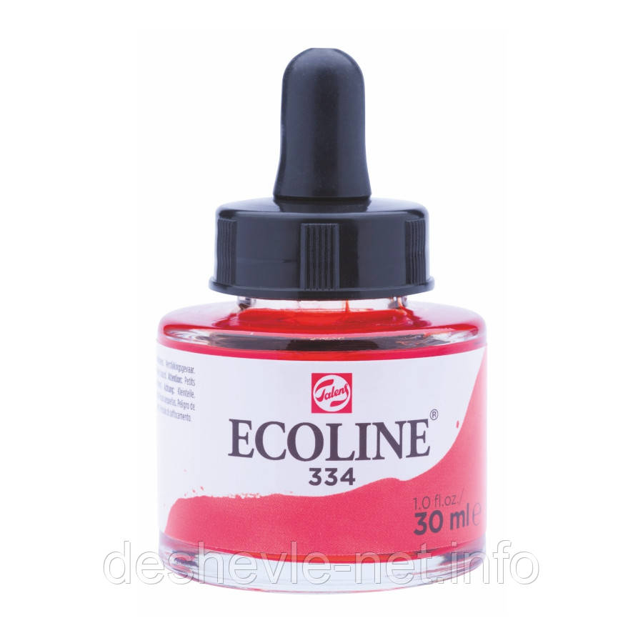 NEW Фарба акварельна рідка Ecoline (334), Червона яскрава, 30 мл, Royal Talens