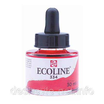 NEW Фарба акварельна рідка Ecoline (334), Червона яскрава, 30 мл, Royal Talens, фото 1