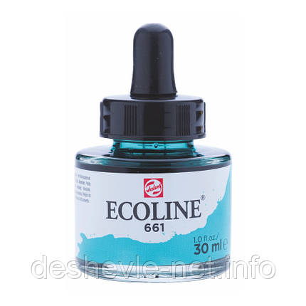 NEW Фарба акварельна рідка Ecoline (661), Бірюзова зелена, 30 мл, Royal Talens, фото 1