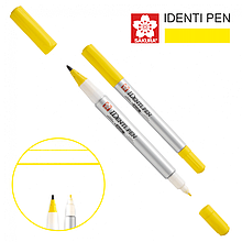Перманентний маркер IDENTI PEN, двосторонній, 0,4/1 мм, Жовтий, Sakura