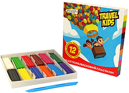 Пластилин "Travel kids", 12 цв., 144 г со стеком, ГАММА
