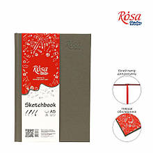 Блокнот A5 (14,8х21см), 100 г/м2, 96 л., сірий, ROSA Studio