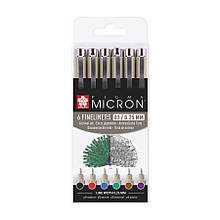 Набір лінерів PIGMA MICRON 01 BASIC 6кв, Sakura