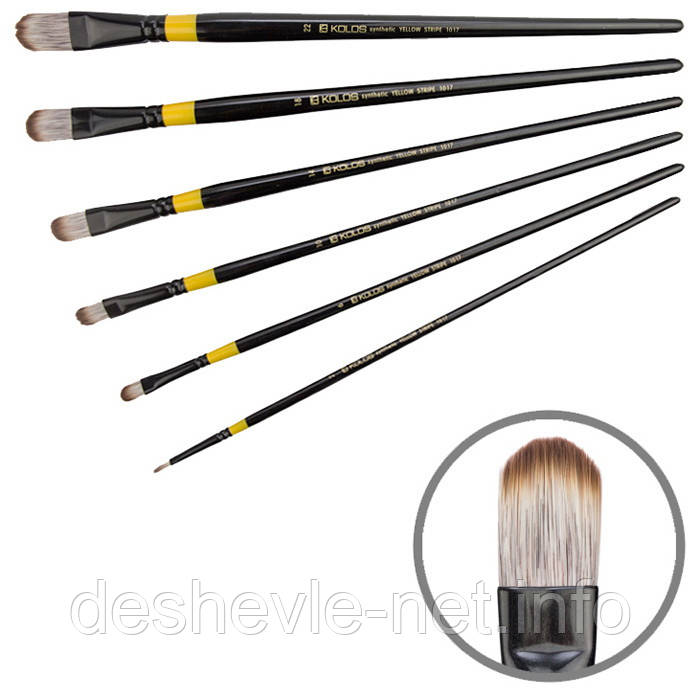 Синтетика овальна, Yellow stripe 1017, No22, д.р. пензель KOLOS