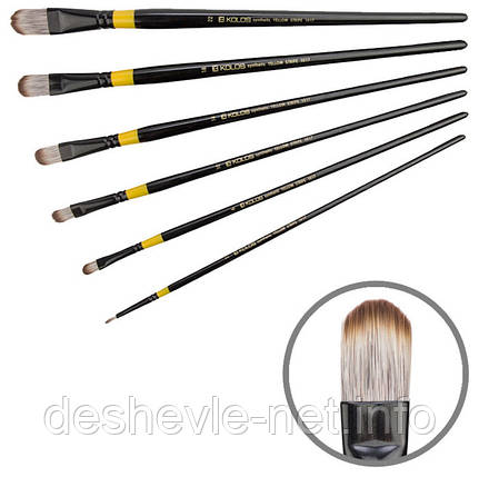 Синтетика овальна, Yellow stripe 1017, No22, д.р. пензель KOLOS, фото 1