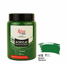 Фарба акрилова, Зелена (415), 400 мл, ROSA Studio