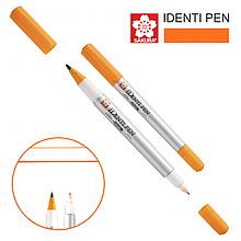 Перманентний маркер IDENTI PEN, двосторонній, 0,4/1 мм, Жовтогарячий, Sakura