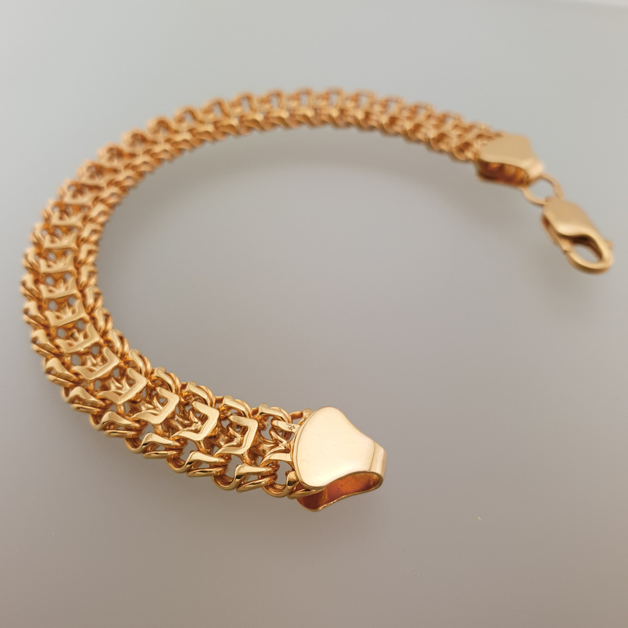 Чоловічий срібний браслет позолочений Фараон. Широкий срібний браслет чоловічий в позолоті. 10 мм / 24 см, фото 1