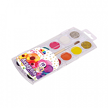 Набір медової акварелі "Творчість", 12 кв., (золото та срібло), з/пензликом, ГАММА